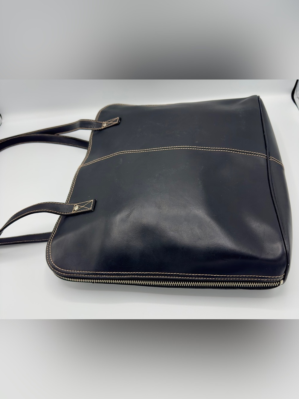 Wilsons Leather Pelle Studio Black Leather Laptop Tote Bag - Picture 8 of 16